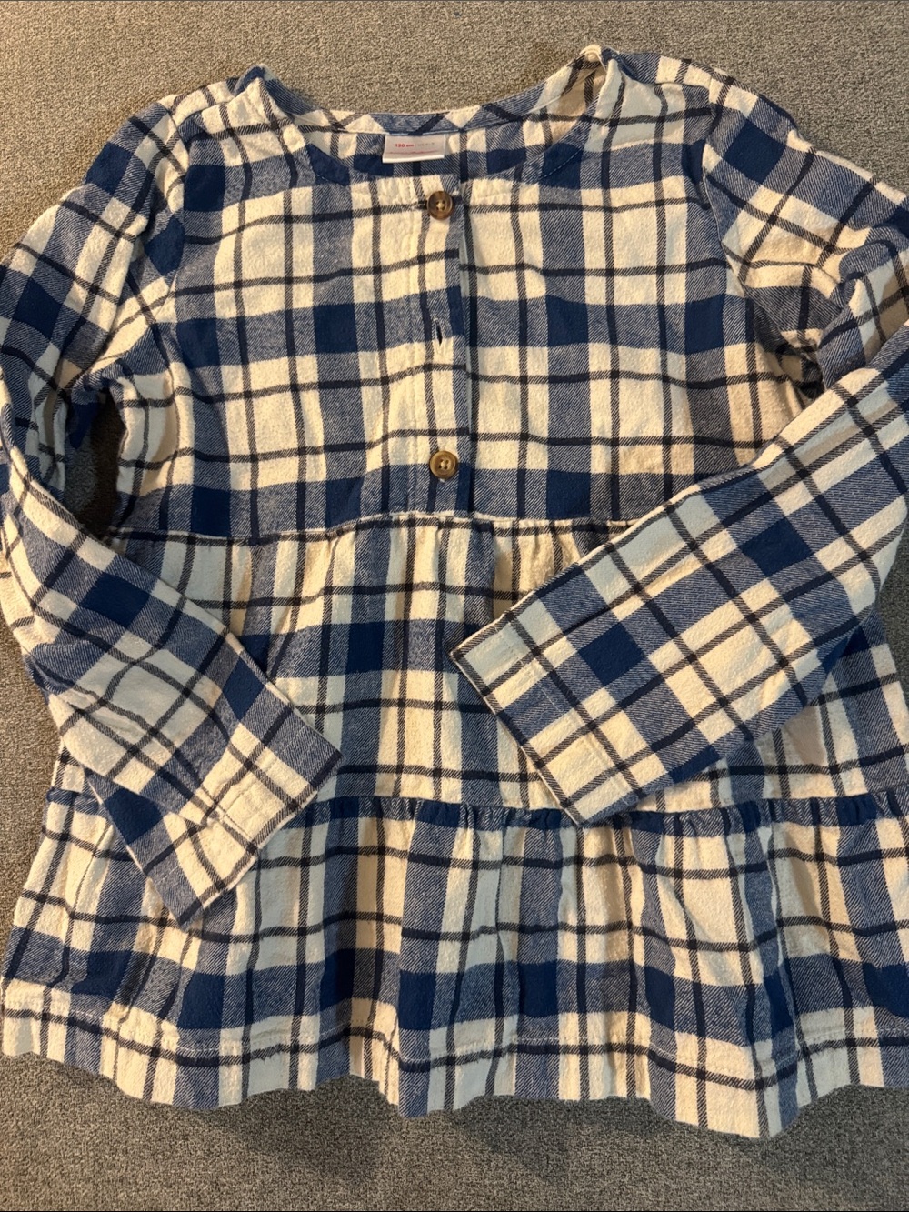 3/$15- Kids Long-Sleeve Blue & White Plaid Top